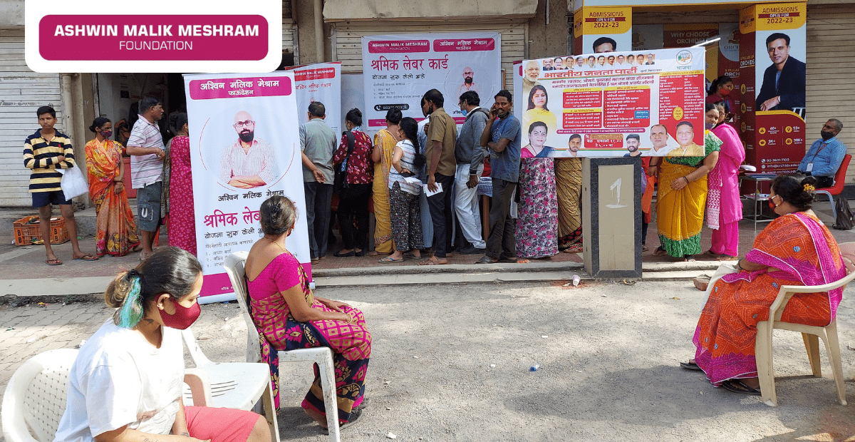 More than 200 beneficiaries were registered in the Eshram Yojana camp conducted by Ashwin Malik Meshram Foundation at Chunabhatti.