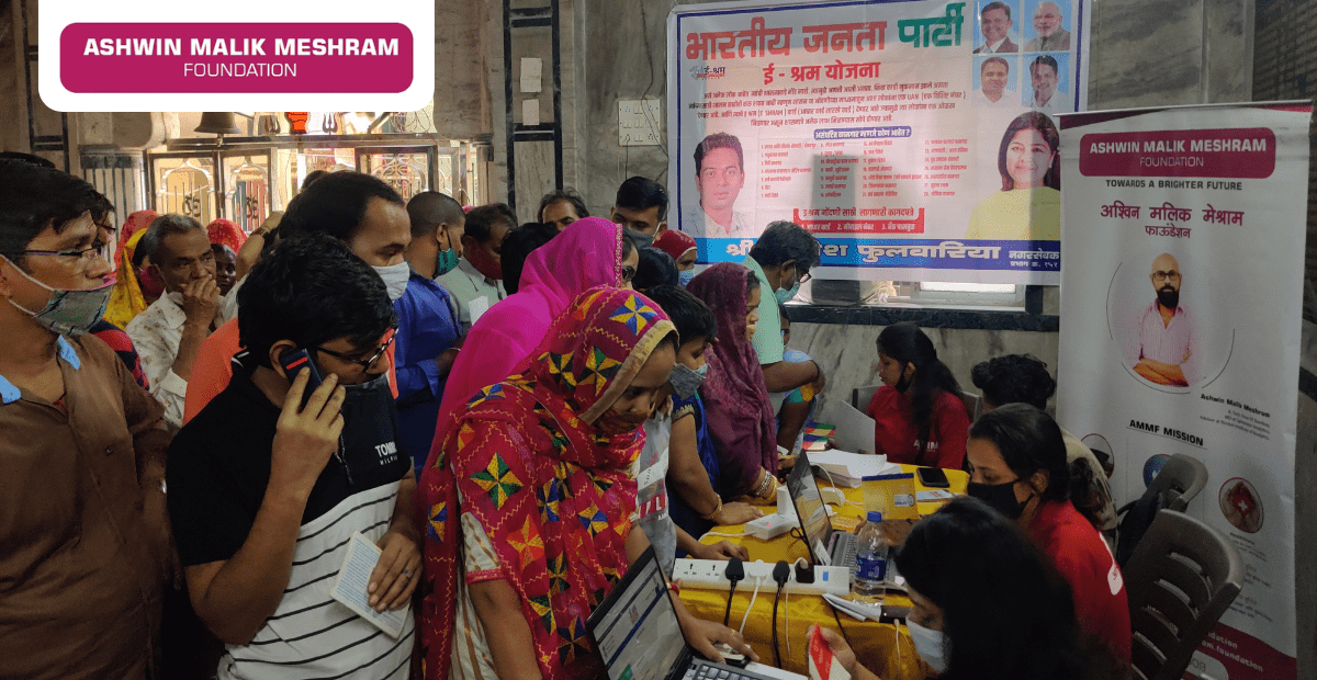 More than 150 beneficiaries were registered in the Eshram Yojana camp conducted by AMM Foundation at Shitla Mata Mandir, Adrash Nagar, Kurla.