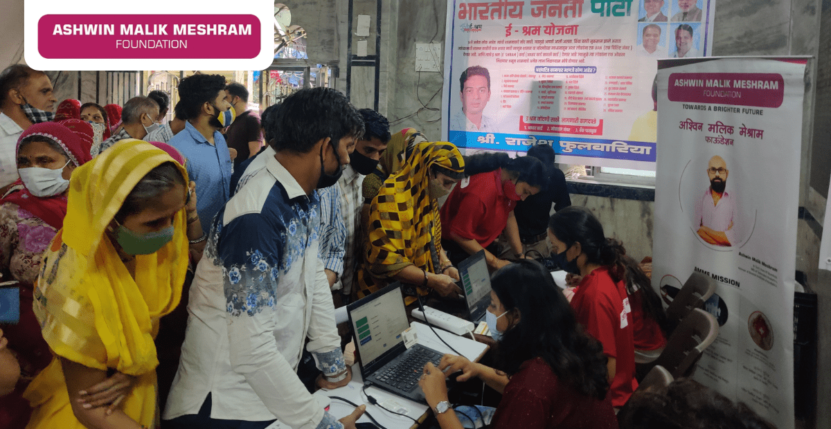 More than 150 beneficiaries were registered in the Eshram Yojana camp conducted by AMM Foundation at Shitla Mata Mandir, Adrash Nagar, Kurla.