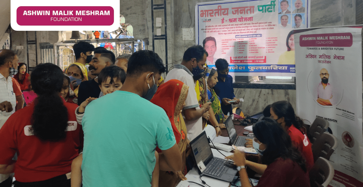 More than 150 beneficiaries were registered in the Eshram Yojana camp conducted by AMM Foundation at Shitla Mata Mandir, Adrash Nagar, Kurla.