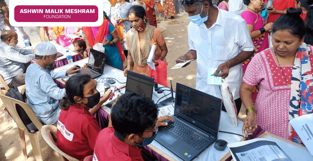 AMM Foundation in association with MLA Ameet Satam and Corporator Rohan Rathod organised an E-Shram Yojana camp at Shivaji Nagar, Andheri West.