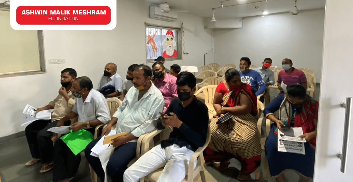 100+ beneficiaries were registered in the E-Shram Yojana drive conducted by AMM Foundation in association with Hemang Jangla and Rakesh Coelho at Oshiwara, Andheri.