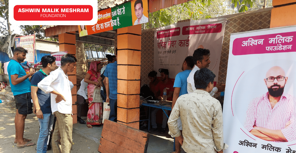 Ashwin Malik Meshram Foundation conducted an E-Shram registration drive at Basant Nagar, Thakkar Bappa, Chembur.