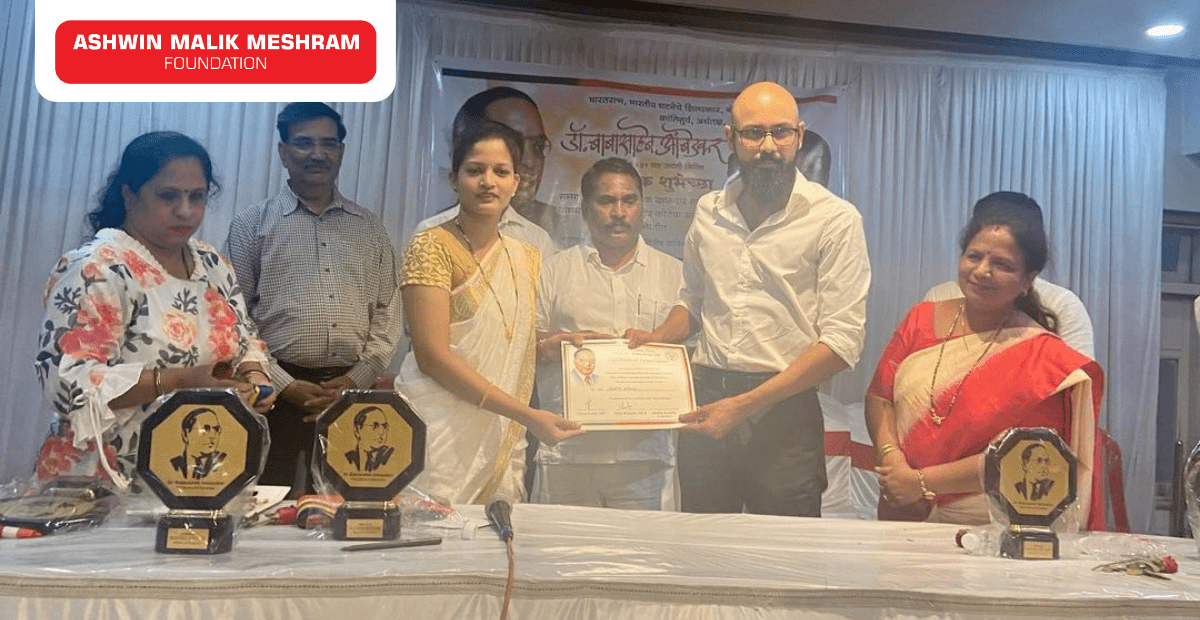 Our Chairman- Mr. Ashwin Malik Meshram felicitated by Member of Parliament Manoj Kotak for his exceptional work in the field of education and employment.
