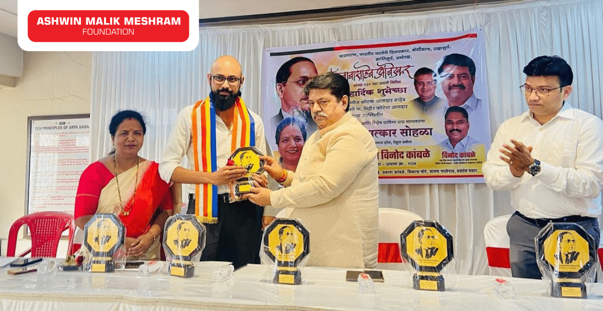 Our Chairman- Mr. Ashwin Malik Meshram felicitated by Member of Parliament Manoj Kotak for his exceptional work in the field of education and employment.