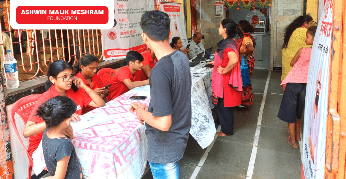 Ayushman Bharat Health Card Camp conducted at S. G. Barv marg, Kurla (East) by Ashwin Malik Meshram Foundation.
