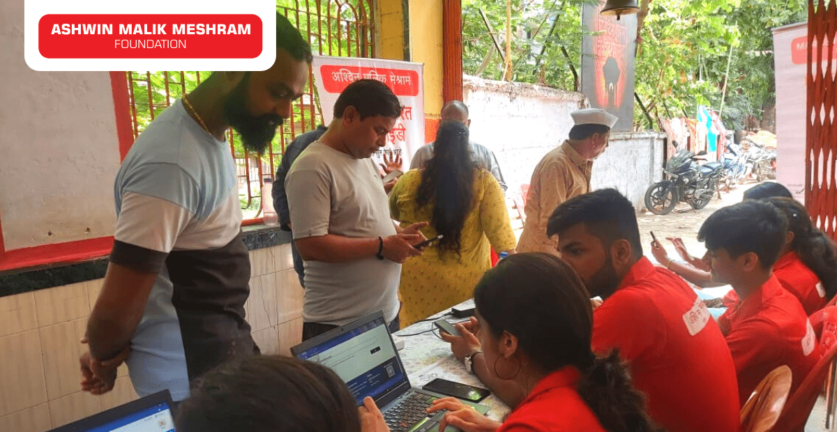 Ayushman Bharat Health Card Camp conducted at S. G. Barv marg, Kurla (East) by Ashwin Malik Meshram Foundation.