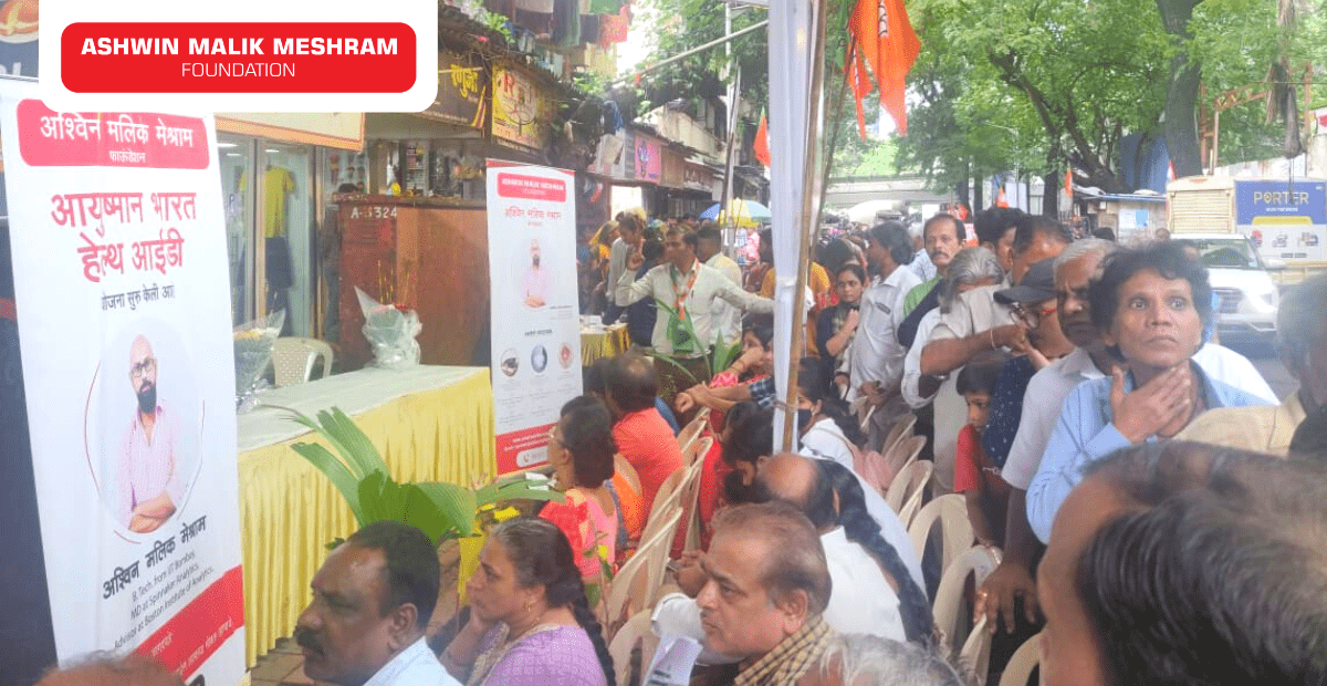 350+ People benefited from Free Medical Checkup Camp along with Ayushman Bharat Health ID Camp conducted at Dadar by Ashwin Malik Meshram Foundation.