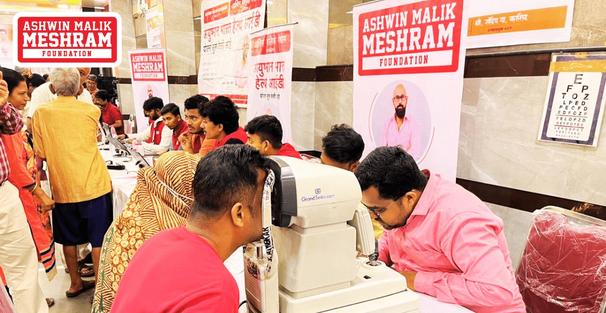 Mega Eye Check-Up Camp along with Ayushman Bharat Health Card Camp Conducted by Meshram Foundation at Lohana Mahajan Wadi, Charni Road (East).