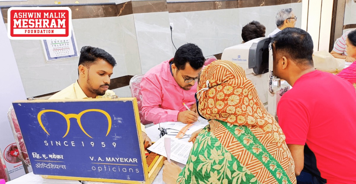Mega Eye Check-Up Camp along with Ayushman Bharat Health Card Camp Conducted by Meshram Foundation at Lohana Mahajan Wadi, Charni Road (East).