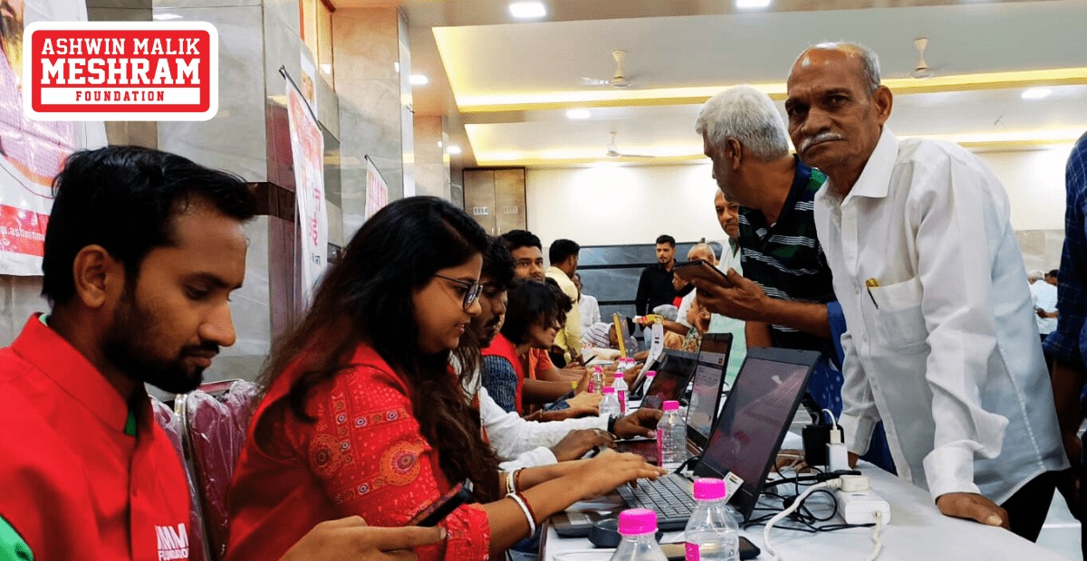 Mega Eye Check-Up Camp along with Ayushman Bharat Health Card Camp Conducted by Meshram Foundation at Lohana Mahajan Wadi, Charni Road (East).