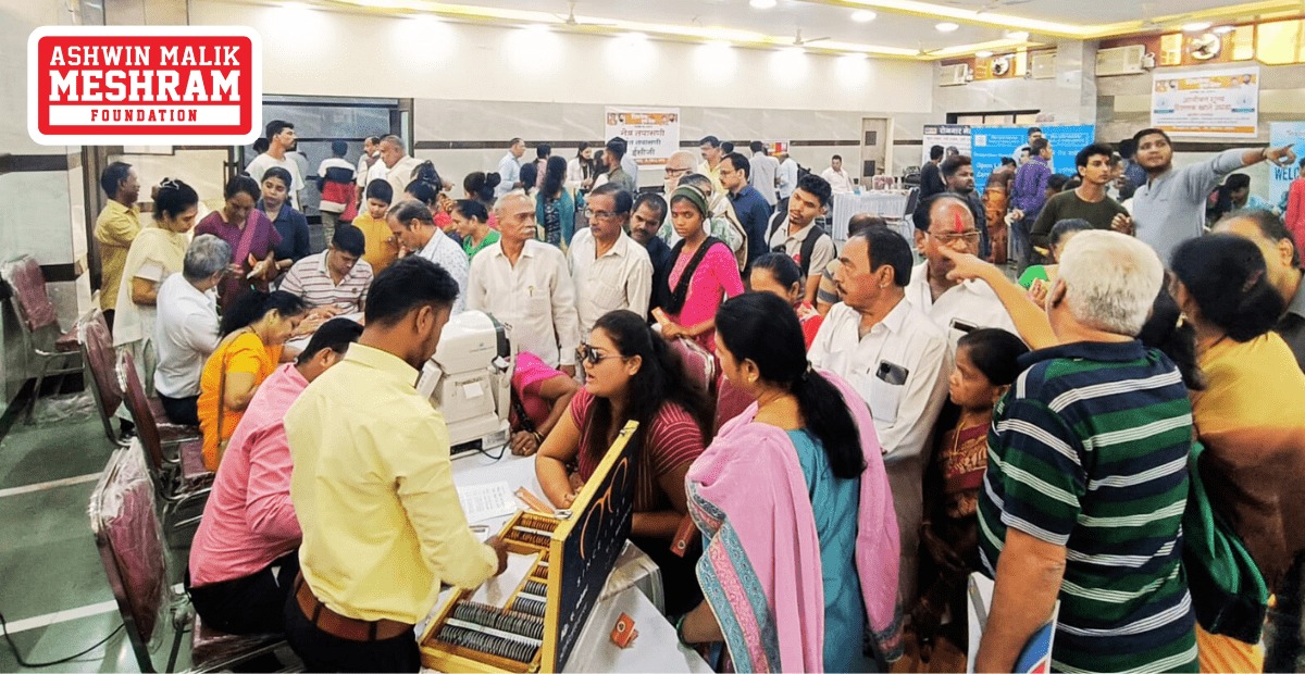 Mega Eye Check-Up Camp along with Ayushman Bharat Health Card Camp Conducted by Meshram Foundation at Lohana Mahajan Wadi, Charni Road (East).