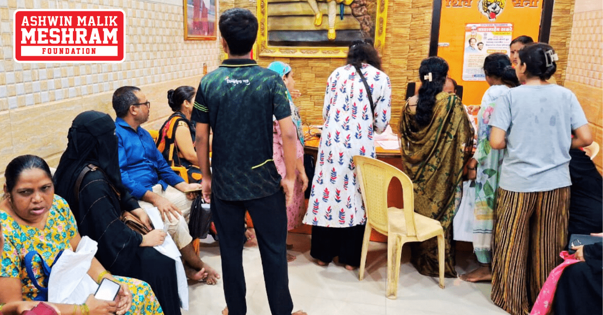 Ayushman Bharat Yojana and Majhi Ladki Bahin Yojana camp conducted by Meshram Foundation in Shivsena Shakha No. 165.