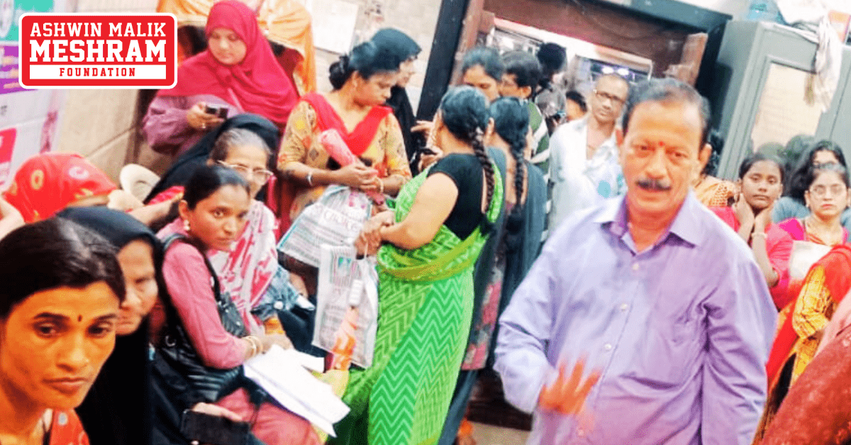 Ayushman Bharat Yojana and Majhi Ladki Bahin Yojana camp conducted by Meshram Foundation.