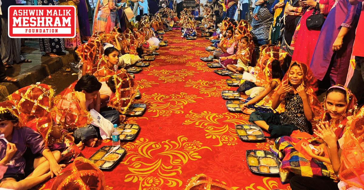 Ashwin Malik Meshram Foundation organised a grand “Kanya Pujan” on Navmi during Navratri Festival at Kamgar Nagar, Kurla.